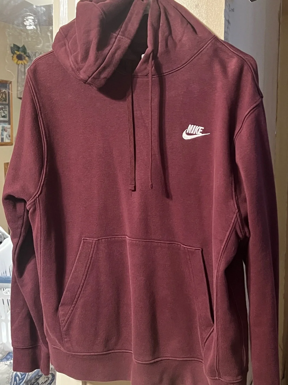 Nike Maroon Pullover Hoodie with White Swoosh